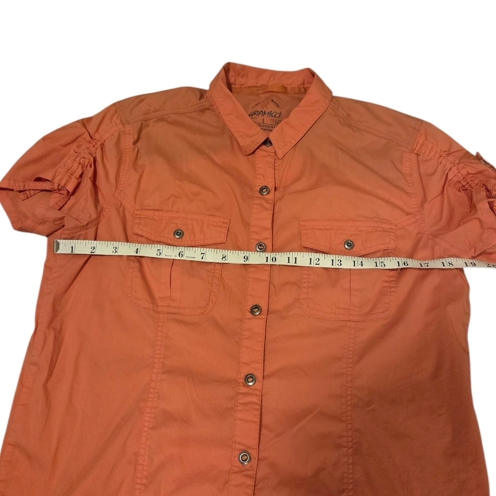 Gramicci Women's Button Up Shirt Vented Outdoor Hiking Utility Coral Pink Large - Picture 4 of 9